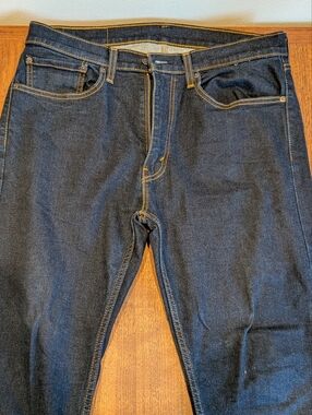 Levi's Men’s Raw Dark Blue 506 Straight Leg Jeans with Contrast Stitching 34x32